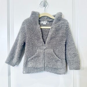 BAREFOOT DREAMS BABY COZYCHIC LITE GRAY ZIP UP SHERPA HOODIE 18-24M